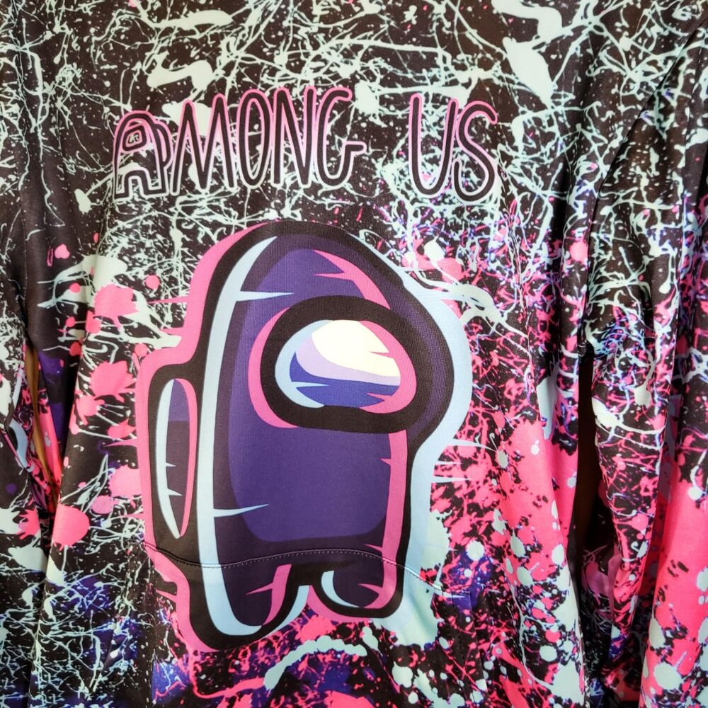 Among Us Kid's Hoodie Sweatshirt Medium Paint Splatter NEW - Picture 2 of 8